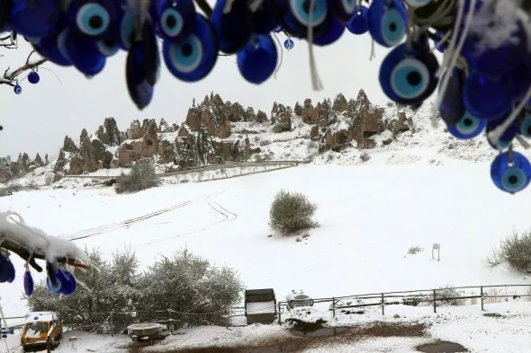 Kapadokya'dan muhteşem kar manzaraları
