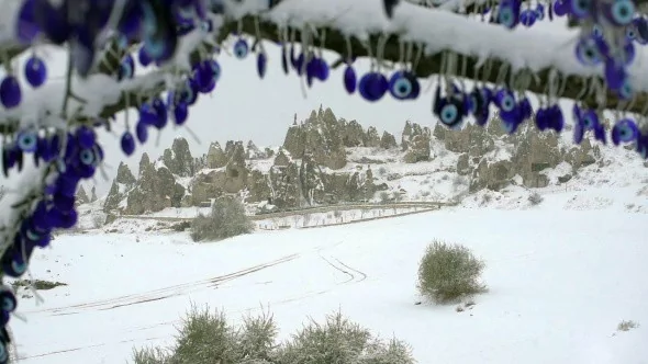 Kapadokya'dan muhteşem kar manzaraları