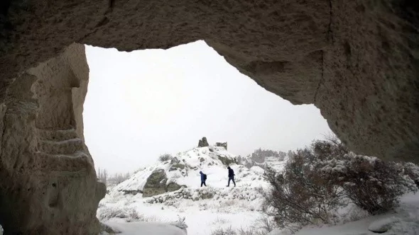 Kapadokya'dan muhteşem kar manzaraları