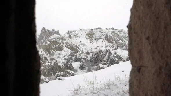 Kapadokya'dan muhteşem kar manzaraları