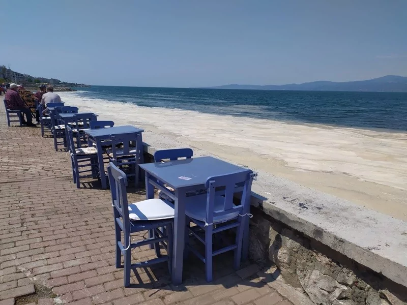 Bursa'da müsilaj manzaralı sahil keyfi