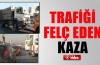 E-5’te çöp kamyonu devrildi, trafik felç oldu