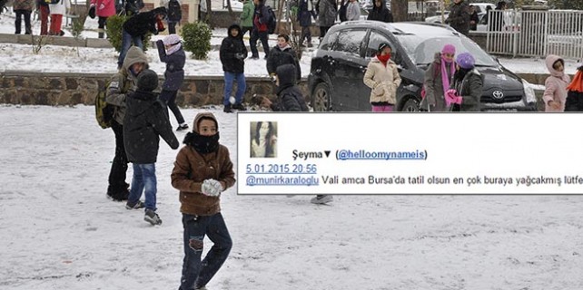 Bursa Valisi'ne tweet yağmuru! Okullar tatil olsun Vali Amca...