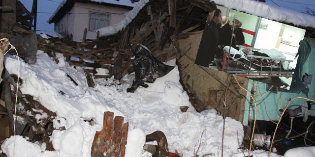 Kara dayanamayan çatı çöktü! Canını zor kurtardı