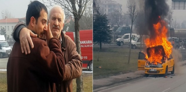 Taksisinin yanışını gözyaşları içinde izledi