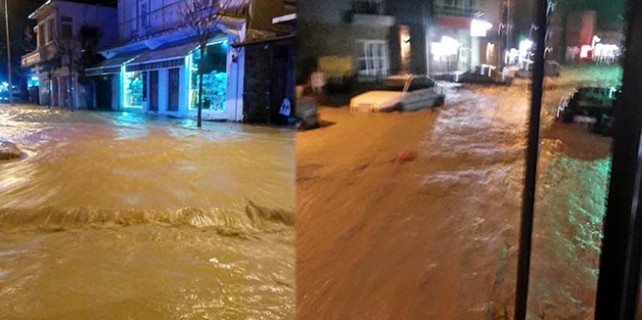 Dere taştı, işyerleri su altında kaldı!