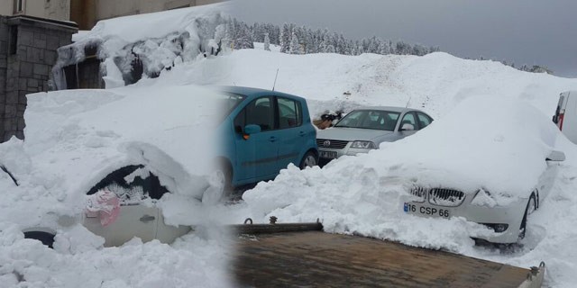 Uludağ’da araçlar kara gömüldü!