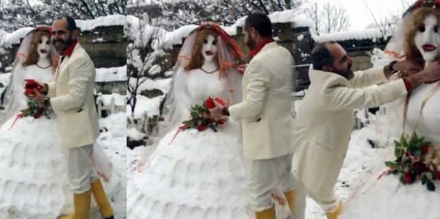 Sonunda bu da oldu! Kardan geline gerçek damat!