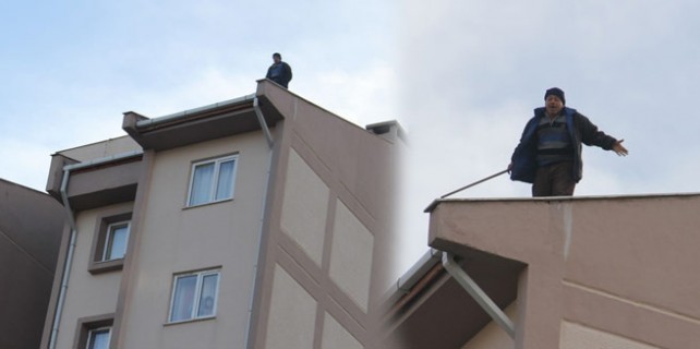 Bursa'da 7 katlı binanın çatısında korku dolu anlar!