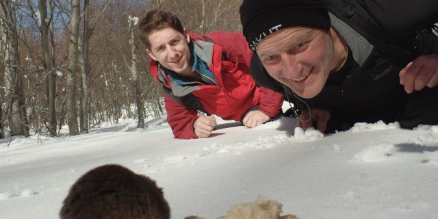 Dağcılar minik fareyi elleriyle besledi