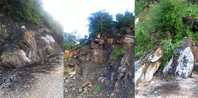 Bursa'da dev kayalar yolu kapattı