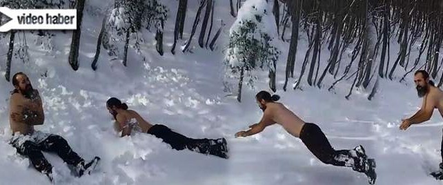 Çırılçıplak kar banyosu