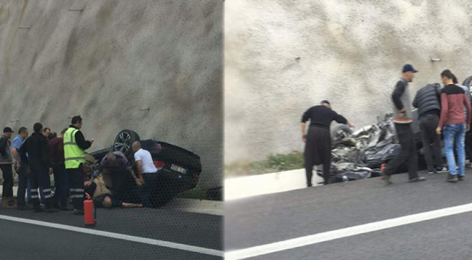 Bursa'da lüks otomobil takla attı!