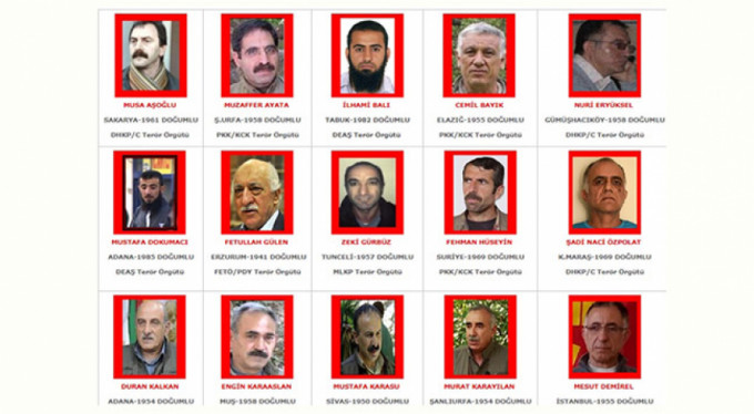 Terör listesi güncellendi