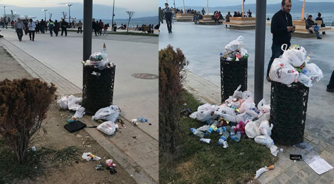 Mudanya sahili çöplüğe döndü