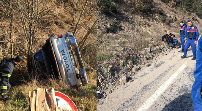 Bursa'da kamyonet şarampole yuvarlandı!