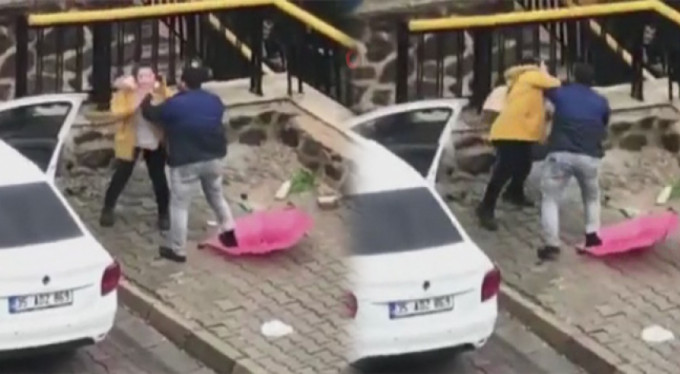 İzmir'de bir kadının şiddet gördüğü korkunç anlar kamerada