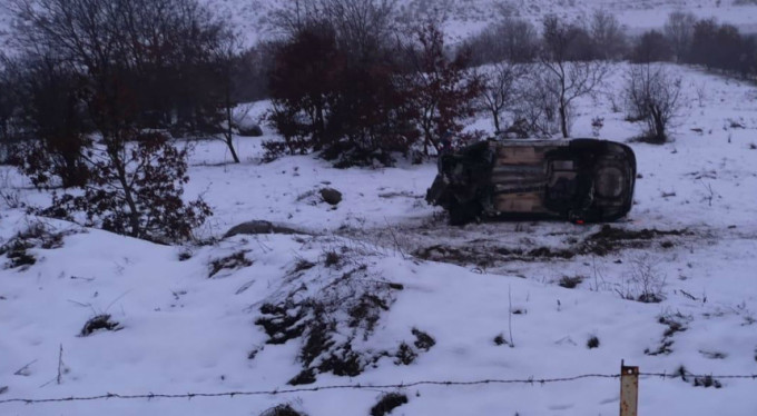 Bursa'da karlı yolda feci kaza!