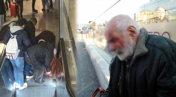 Ünlü oyuncu yürüyen merdivenden düştü!