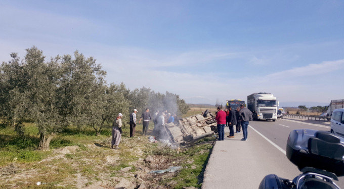 Bursa'da feci kaza! Zeytinliğe uçtu...