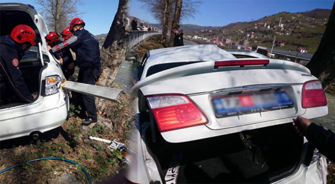 Feci kaza! Karnına bariyer saplandı!