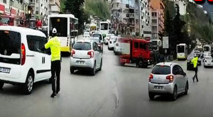 O polisi görenler şaşkınlığını gizleyemedi