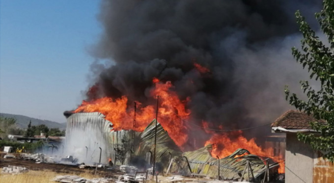 Palet fabrikası alev alev yanıyor!