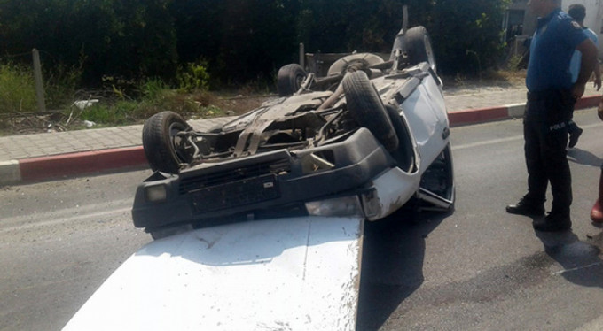 6 takla atan aracından sağ çıktı!