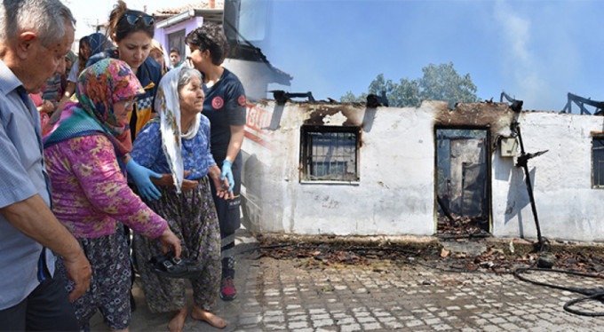Gözlerinin önünde evi küle döndü