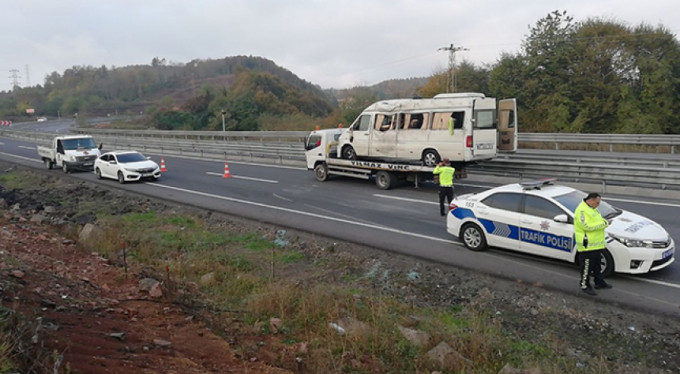 İşçi servisi kaza yaptı! 14 yaralı