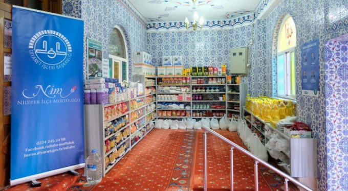 Bursa'da cami, hayır için markete dönüştü