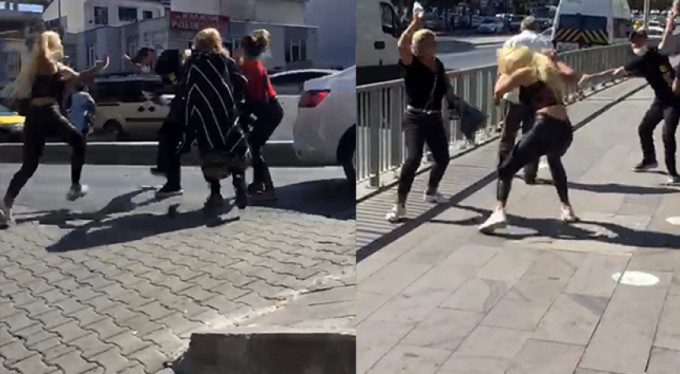 4 kadın bir adamı tekme tokat dövdü!