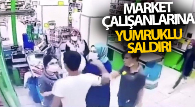 Marketteki kadın çalışana saldırdı