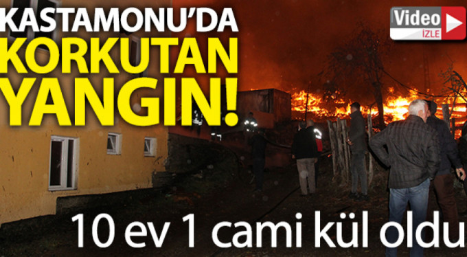 Bir köy alev alev yandı