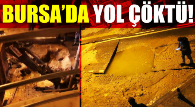 Su borusu patladı yol çöktü