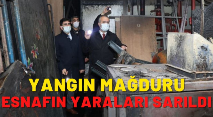 Yangın mağduru esnafın yaraları sarılıyor