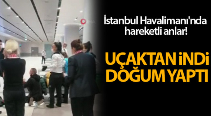 Uçaktan indi doğum yaptı