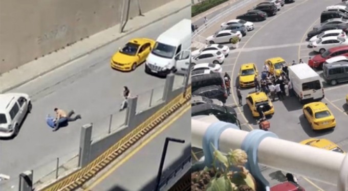 Yol verme kavgasında taksiciyi "Muşta" ile dövdü