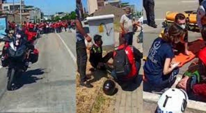 Kortejdeki korkutan kazada 2 polis yaralandı