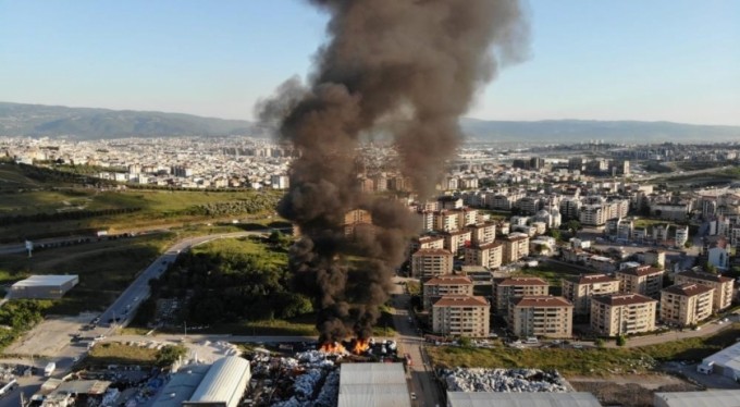 O yangın havadan böyle görüntülendi