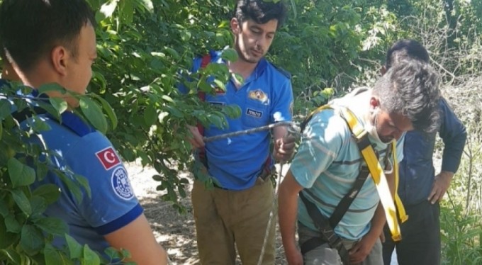 Bursa'da kuyuya düşen çakal için seferber oldular