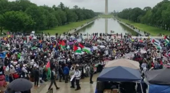 ABD'de binlerce kişiden&nbsp;Filistin'e destek gösterisi