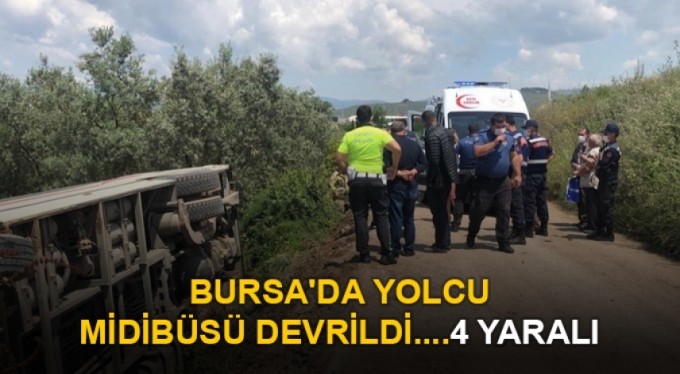 Bursa'da yolcu midibüsü devrildi....4 yaralı