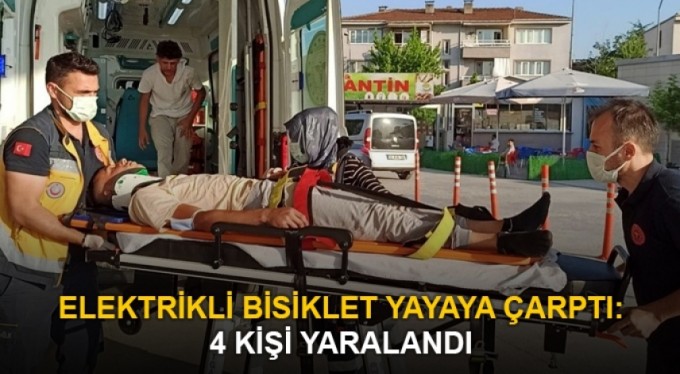 Elektrikli bisiklet yayaya çarptı, 4 kişi yaralandı