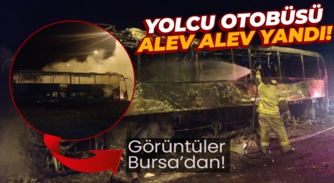 Bursa'da facianın eşiğinden dönüldü: Yolcu otobüsü alev alev yandı