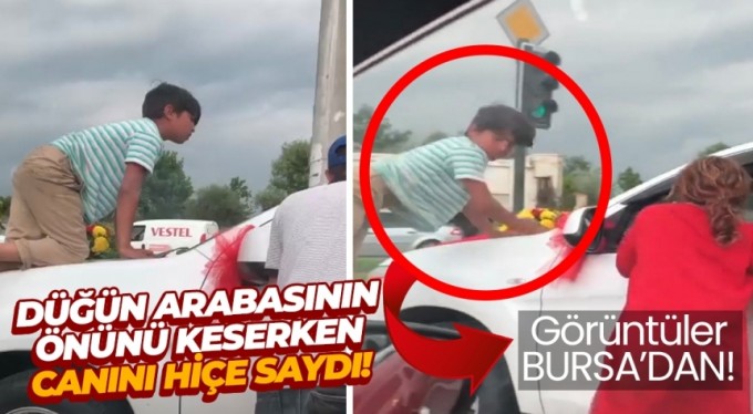 Ölümüne bahşiş mesaisi...Gelin arabasının üzerine böyle çıktı!