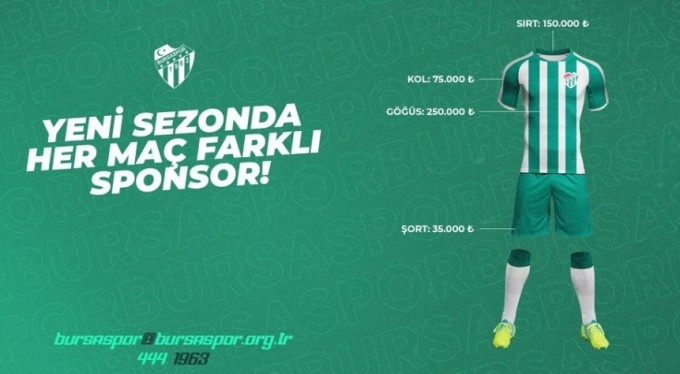 Bursaspor her maç için farklı forma reklamları alacak!
