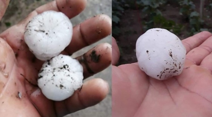 Amasya'da yumurta büyüklüğünde dolu yağdı