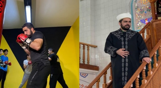 Camide imam salonda boks antrenörü