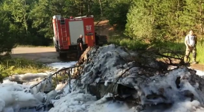 Bursa'da yangın söndürmede ilginç yöntem